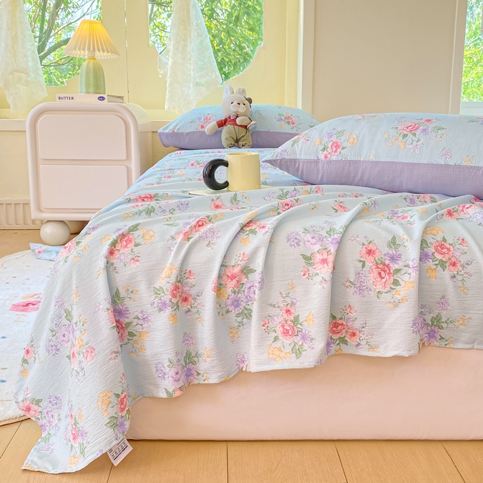 91家纺网 家纺一手货源 找家纺 朵朵家纺 2025新款双层纱单床单床单三件套（可定制尺寸） 沁园春