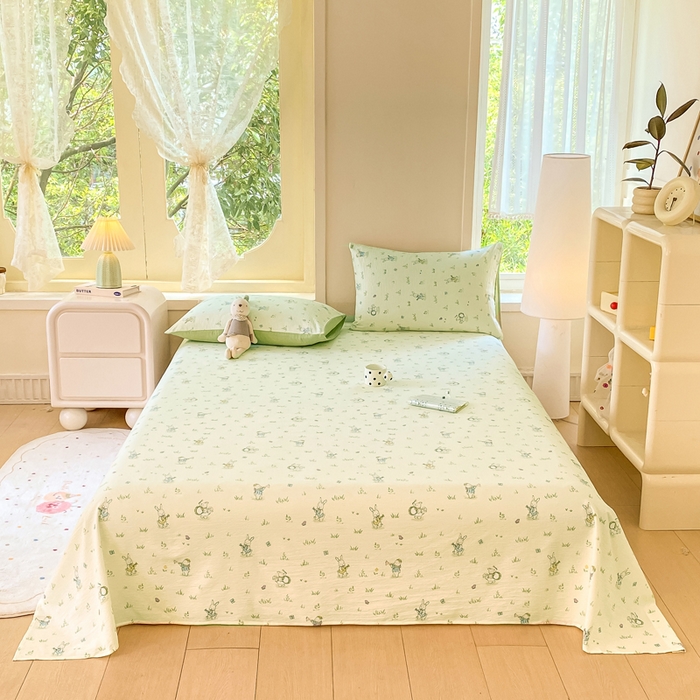 91家纺网 家纺一手货源 找家纺 朵朵家纺 2025新款双层纱单床单床单三件套（可定制尺寸） 音乐派