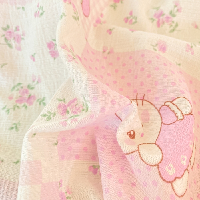 91家纺网 家纺一手货源 找家纺 朵朵家纺 2025新款双层纱单床单床单三件套（可定制尺寸） KT花园