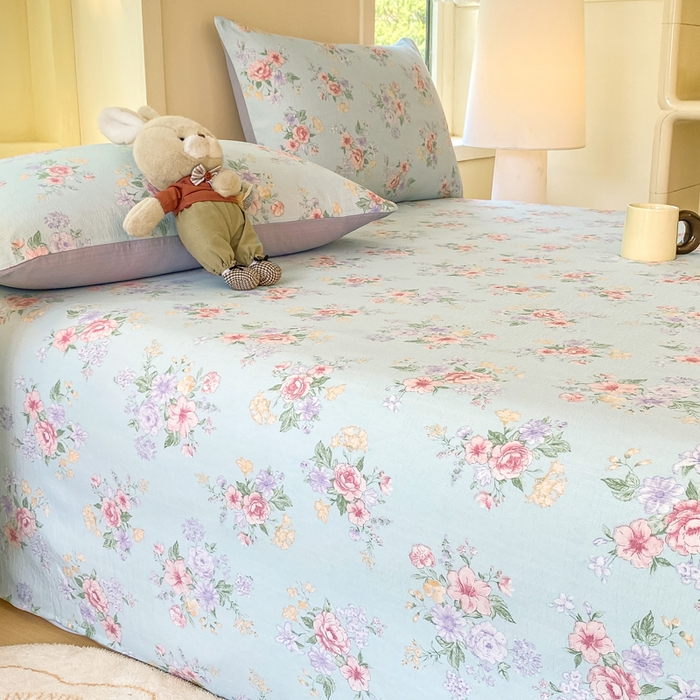 91家纺网 家纺一手货源 找家纺 朵朵家纺 2025新款双层纱单床单床单三件套（可定制尺寸） 沁园春