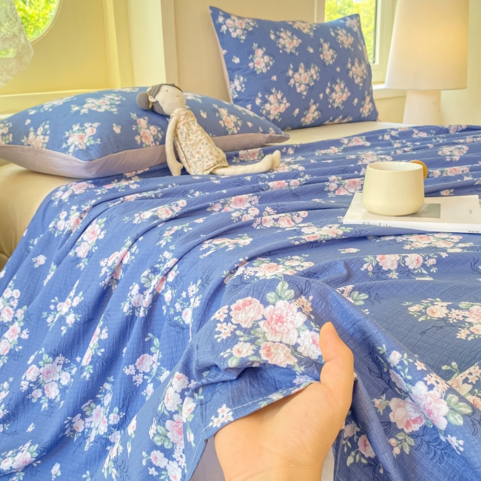 91家纺网 家纺一手货源 找家纺 朵朵家纺 2025新款双层纱单床单床单三件套（可定制尺寸） 国色天香