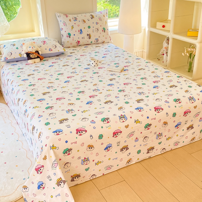 91家纺网 家纺一手货源 找家纺 朵朵家纺 2025新款双层纱单床单床单三件套（可定制尺寸） 快乐重年