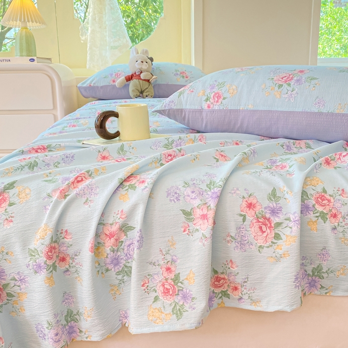 91家纺网 家纺一手货源 找家纺 朵朵家纺 2025新款双层纱单床单床单三件套（可定制尺寸） 沁园春