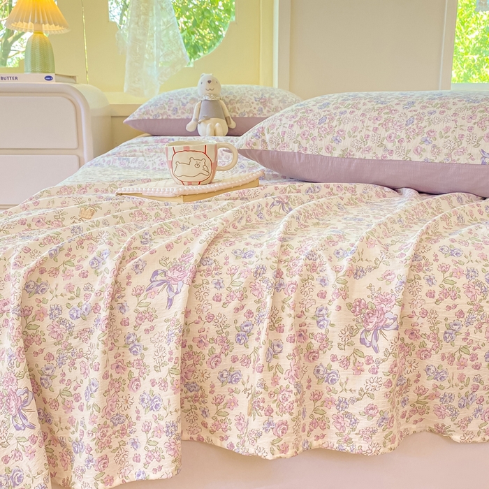 91家纺网 家纺一手货源 找家纺 朵朵家纺 2025新款双层纱单床单床单三件套（可定制尺寸） 锦上添花