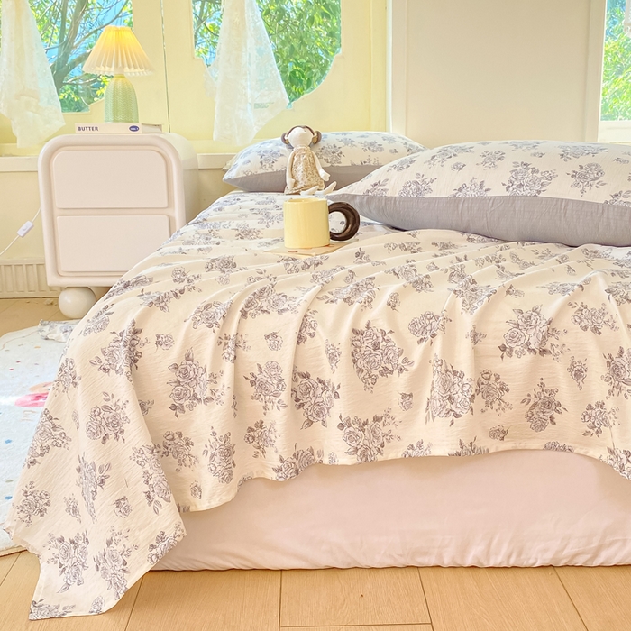 91家纺网 家纺一手货源 找家纺 朵朵家纺 2025新款双层纱单床单床单三件套（可定制尺寸） 浮生如梦