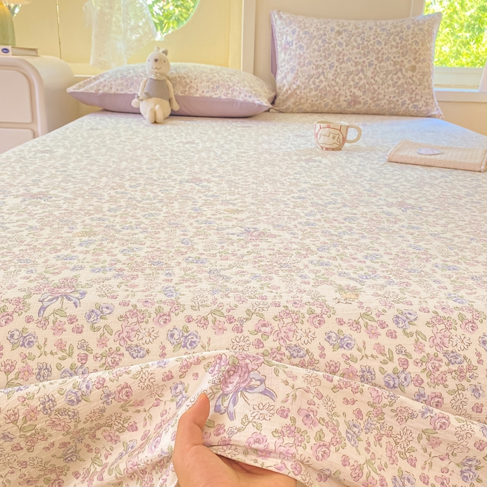 91家纺网 家纺一手货源 找家纺 朵朵家纺 2025新款双层纱单床单床单三件套（可定制尺寸） 锦上添花