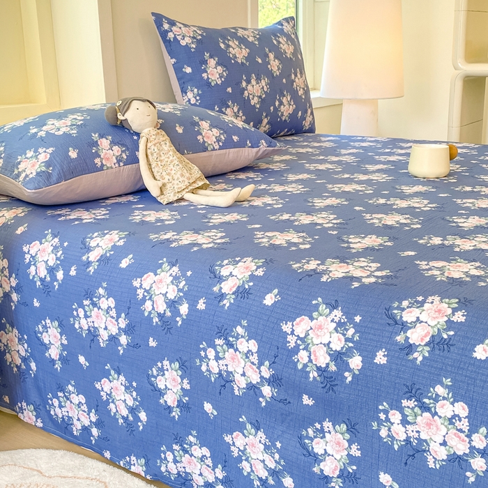 91家纺网 家纺一手货源 找家纺 朵朵家纺 2025新款双层纱单床单床单三件套（可定制尺寸） 国色天香