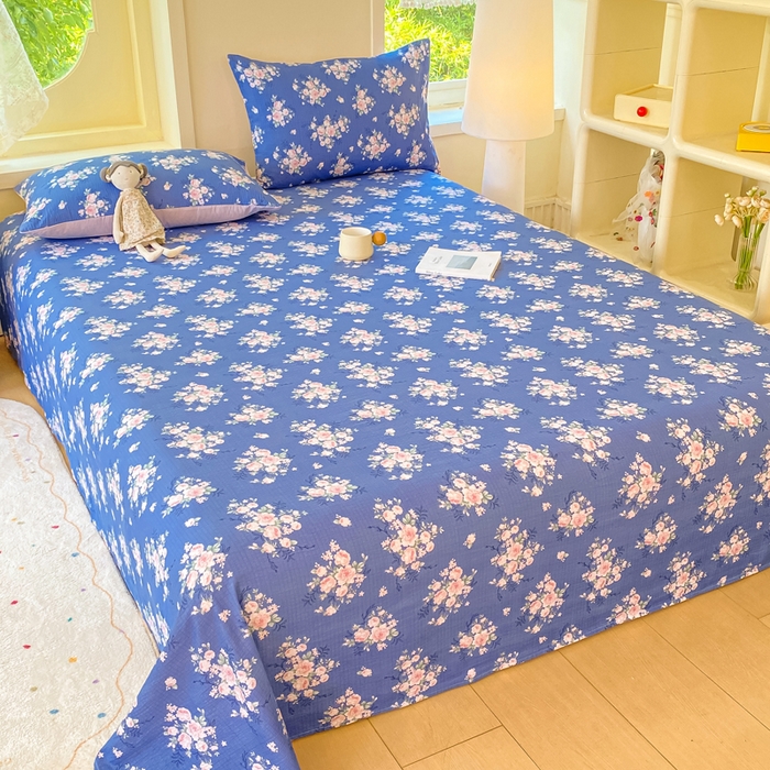 91家纺网 家纺一手货源 找家纺 朵朵家纺 2025新款双层纱单床单床单三件套（可定制尺寸） 国色天香