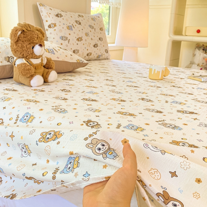 91家纺网 家纺一手货源 找家纺 朵朵家纺 2025新款双层纱单床单床单三件套（可定制尺寸） 布布星球