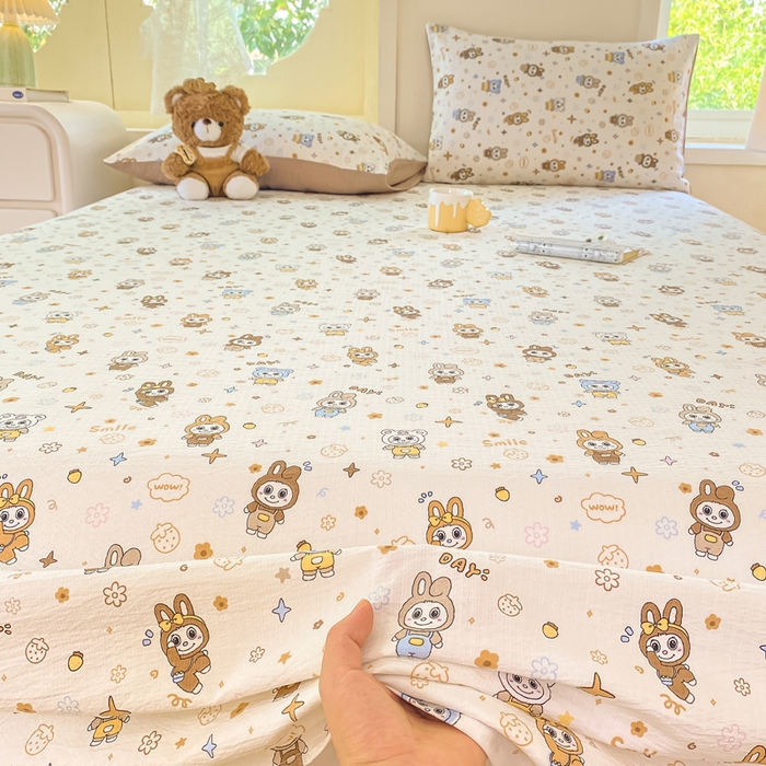 91家纺网 家纺一手货源 找家纺 朵朵家纺 2025新款双层纱单床单床单三件套（可定制尺寸） 布布星球