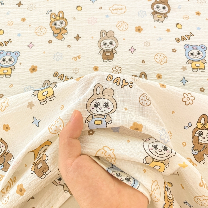 91家纺网 家纺一手货源 找家纺 朵朵家纺 2025新款双层纱单床单床单三件套（可定制尺寸） 布布星球