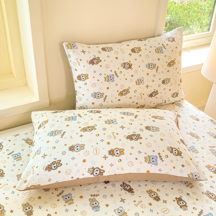 91家纺网 家纺一手货源 找家纺 朵朵家纺 2025新款双层纱单床单床单三件套（可定制尺寸） 布布星球