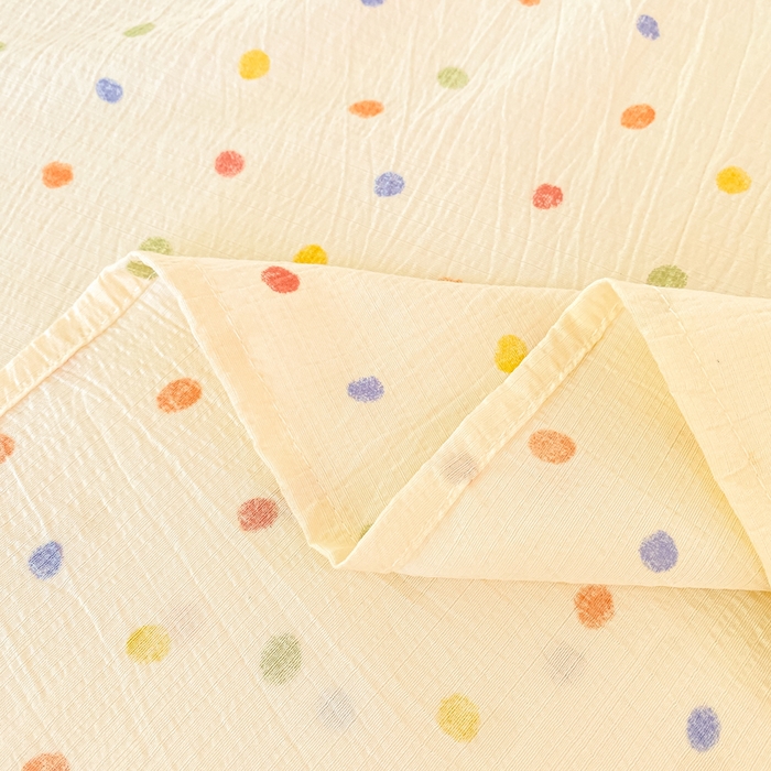 91家纺网 家纺一手货源 找家纺 朵朵家纺 2025新款双层纱单床单床单三件套（可定制尺寸） 幻彩波点