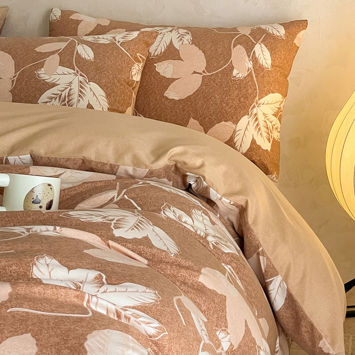 91家纺网 家纺一手货源 找家纺 琪格格纺织 2025新款磨毛印花四件套 叶繁