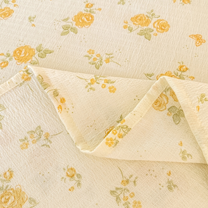 91家纺网 家纺一手货源 找家纺 朵朵家纺 2025新款双层纱单床单床单三件套（可定制尺寸） 山花烂漫