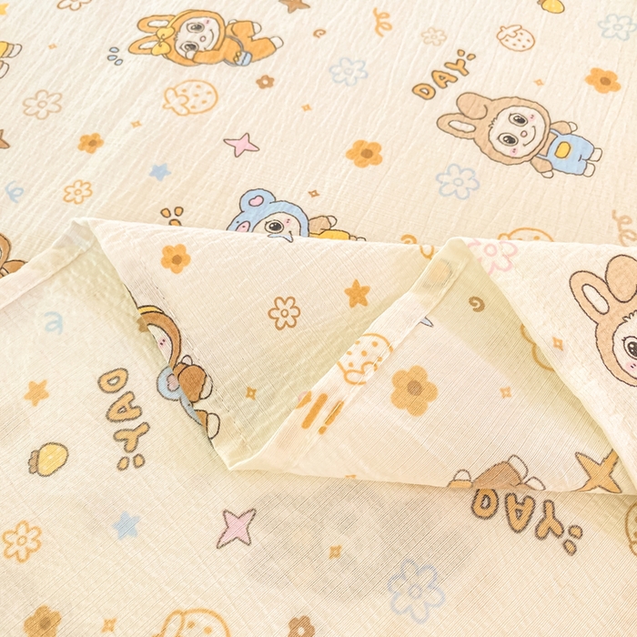 91家纺网 家纺一手货源 找家纺 朵朵家纺 2025新款双层纱单床单床单三件套（可定制尺寸） 布布星球