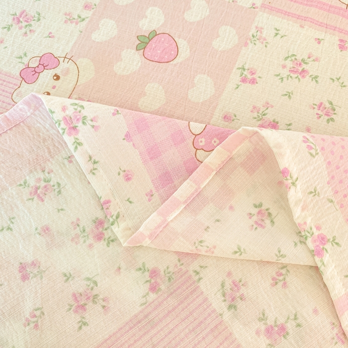 91家纺网 家纺一手货源 找家纺 朵朵家纺 2025新款双层纱单床单床单三件套（可定制尺寸） KT花园