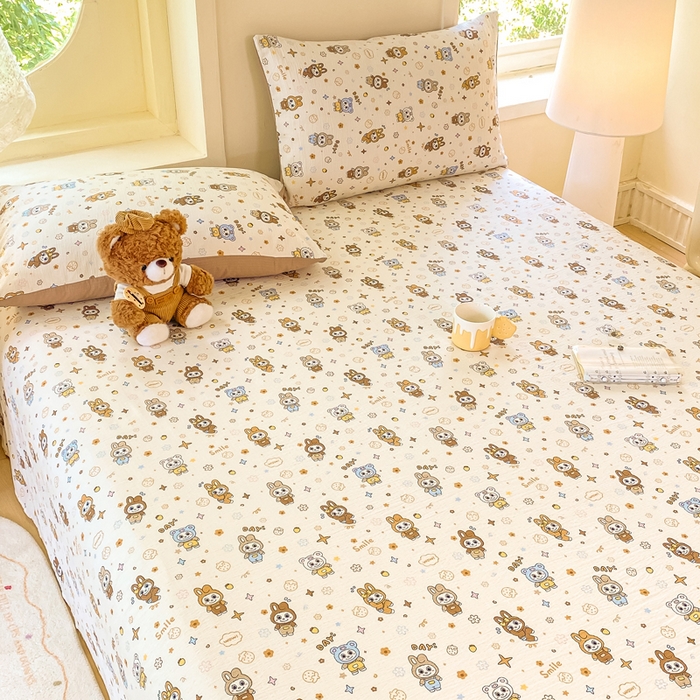 91家纺网 家纺一手货源 找家纺 朵朵家纺 2025新款双层纱单床单床单三件套（可定制尺寸） 布布星球