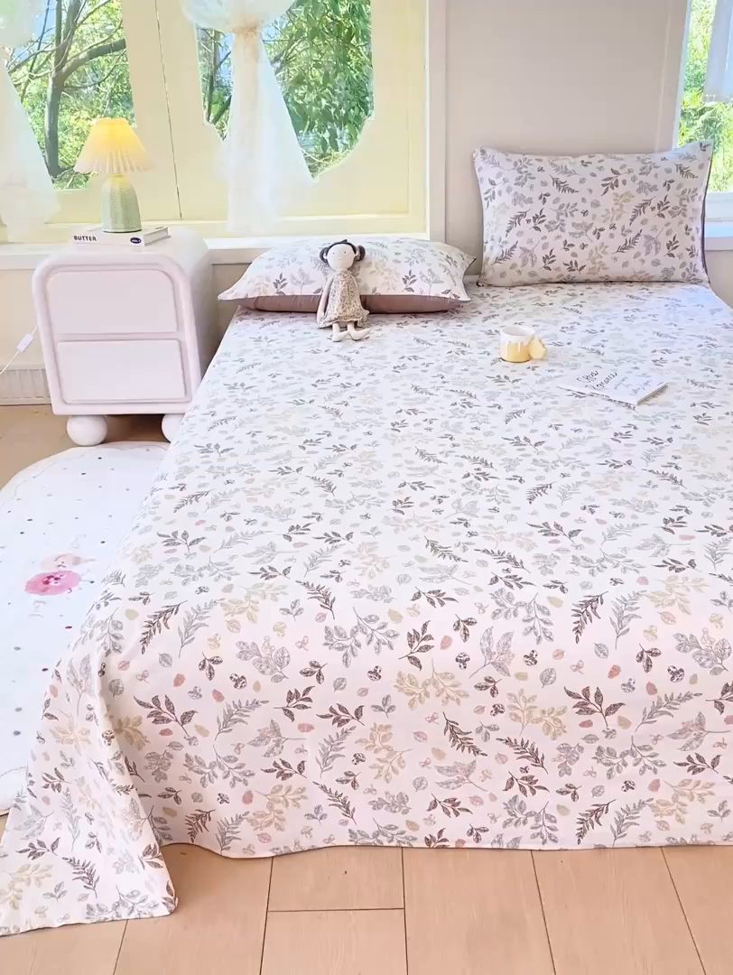 91家纺网 家纺一手货源 找家纺 朵朵家纺 2025新款双层纱单床单床单三件套（可定制尺寸） 罗曼蒂克