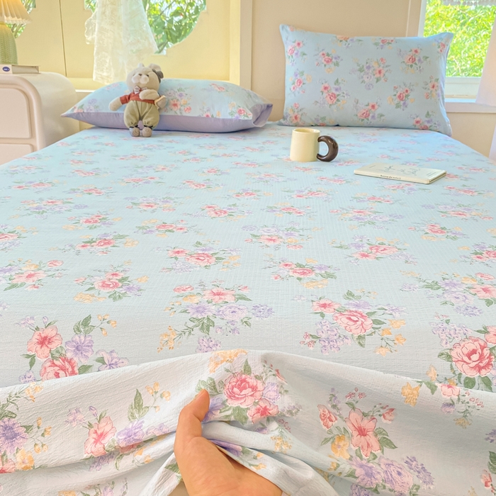 91家纺网 家纺一手货源 找家纺 朵朵家纺 2025新款双层纱单床单床单三件套（可定制尺寸） 沁园春