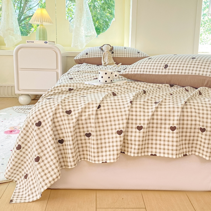 91家纺网 家纺一手货源 找家纺 朵朵家纺 2025新款双层纱单床单床单三件套（可定制尺寸） 心动