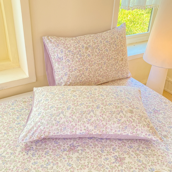 91家纺网 家纺一手货源 找家纺 朵朵家纺 2025新款双层纱单床单床单三件套（可定制尺寸） 锦上添花