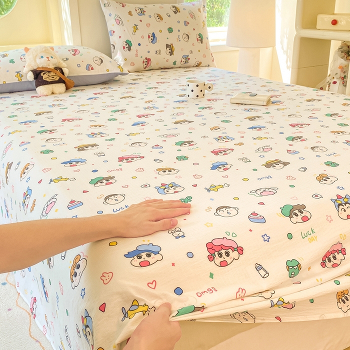 91家纺网 家纺一手货源 找家纺 朵朵家纺 2025新款双层纱单床单床单三件套（可定制尺寸） 快乐重年