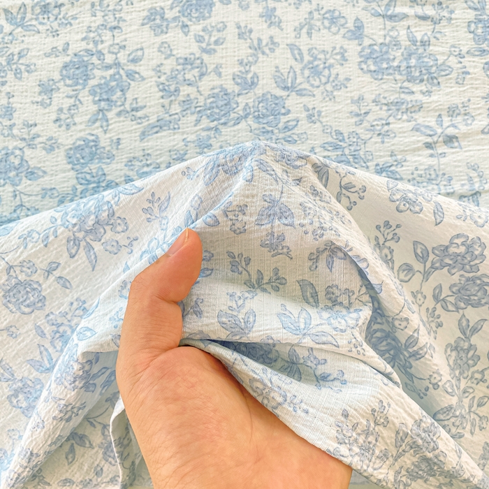 91家纺网 家纺一手货源 找家纺 朵朵家纺 2025新款双层纱单床单床单三件套（可定制尺寸） 蓝色花园