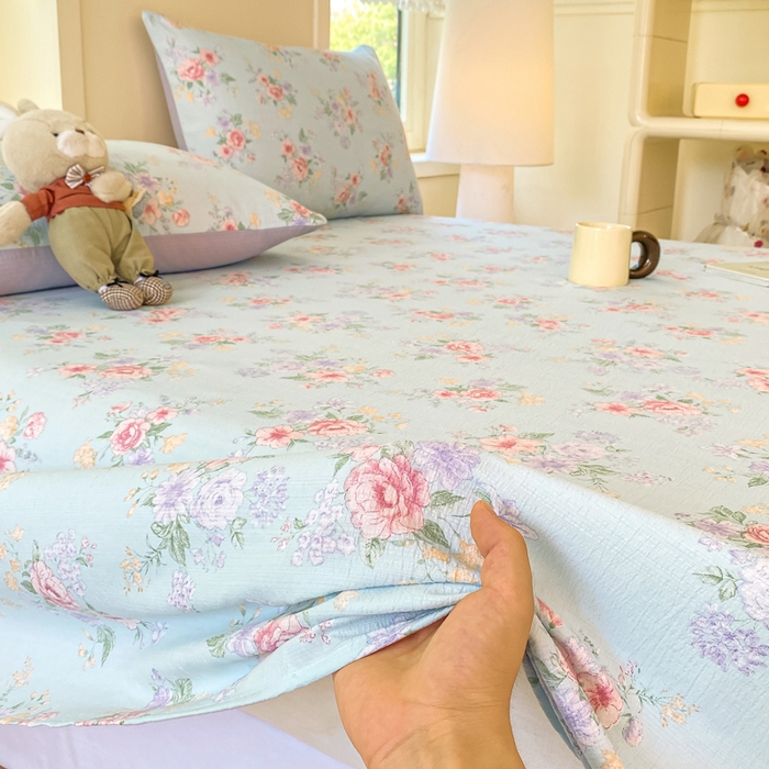 91家纺网 家纺一手货源 找家纺 朵朵家纺 2025新款双层纱单床单床单三件套（可定制尺寸） 沁园春