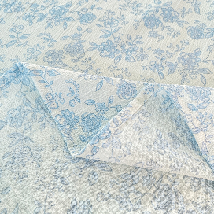 91家纺网 家纺一手货源 找家纺 朵朵家纺 2025新款双层纱单床单床单三件套（可定制尺寸） 蓝色花园