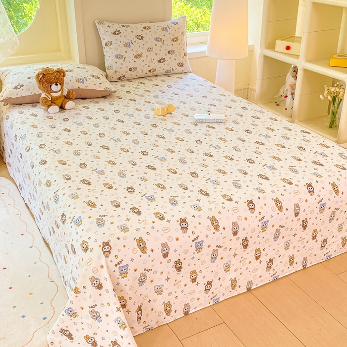 91家纺网 家纺一手货源 找家纺 朵朵家纺 2025新款双层纱单床单床单三件套（可定制尺寸） 布布星球