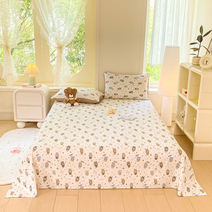 91家纺网 家纺一手货源 找家纺 朵朵家纺 2025新款双层纱单床单床单三件套（可定制尺寸） 布布星球