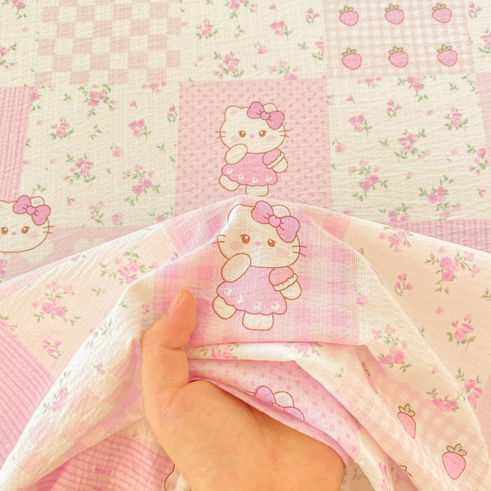 91家纺网 家纺一手货源 找家纺 朵朵家纺 2025新款双层纱单床单床单三件套（可定制尺寸） KT花园