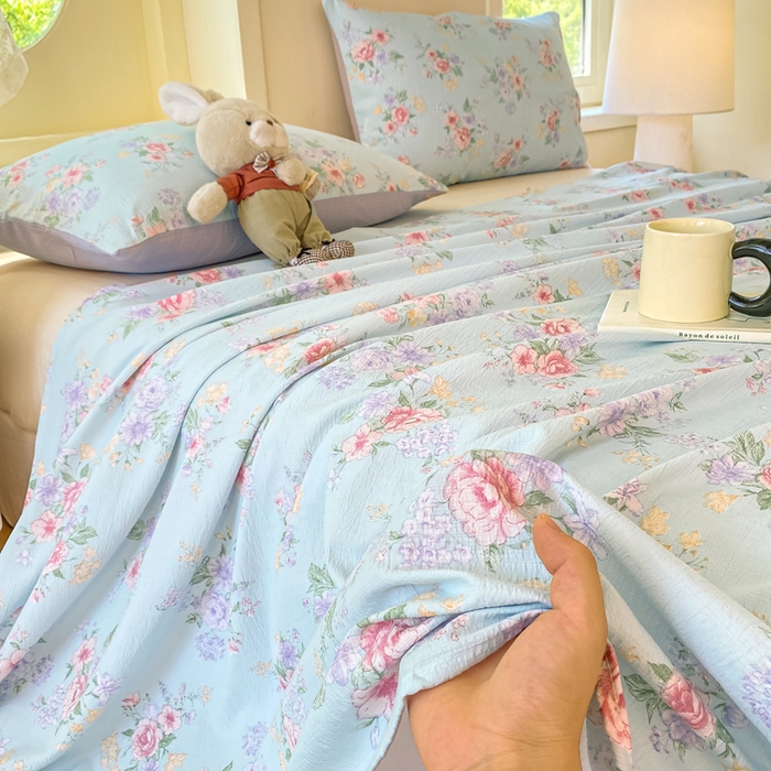 91家纺网 家纺一手货源 找家纺 朵朵家纺 2025新款双层纱单床单床单三件套（可定制尺寸） 沁园春