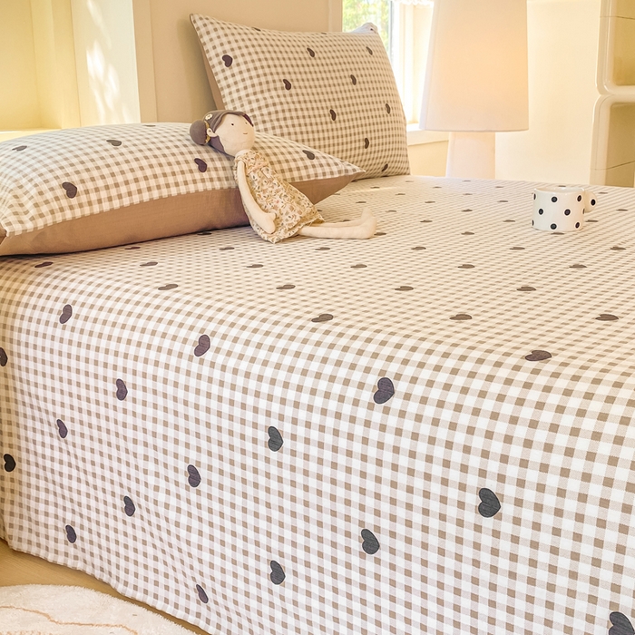 91家纺网 家纺一手货源 找家纺 朵朵家纺 2025新款双层纱单床单床单三件套（可定制尺寸） 心动