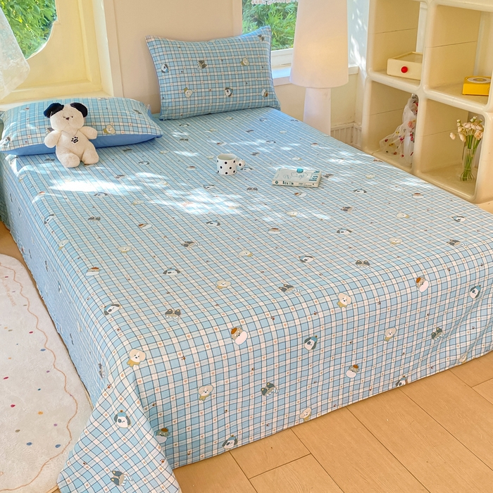 91家纺网 家纺一手货源 找家纺 朵朵家纺 2025新款双层纱单床单床单三件套（可定制尺寸） 淘气乐园