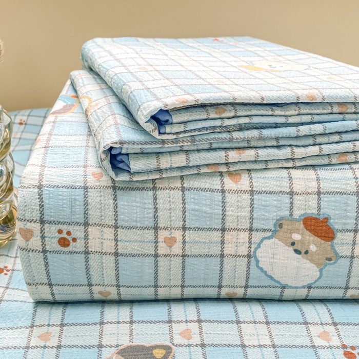 91家纺网 家纺一手货源 找家纺 朵朵家纺 2025新款双层纱单床单床单三件套（可定制尺寸） 淘气乐园