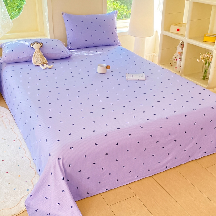 91家纺网 家纺一手货源 找家纺 朵朵家纺 2025新款双层纱单床单床单三件套（可定制尺寸） 幸运结