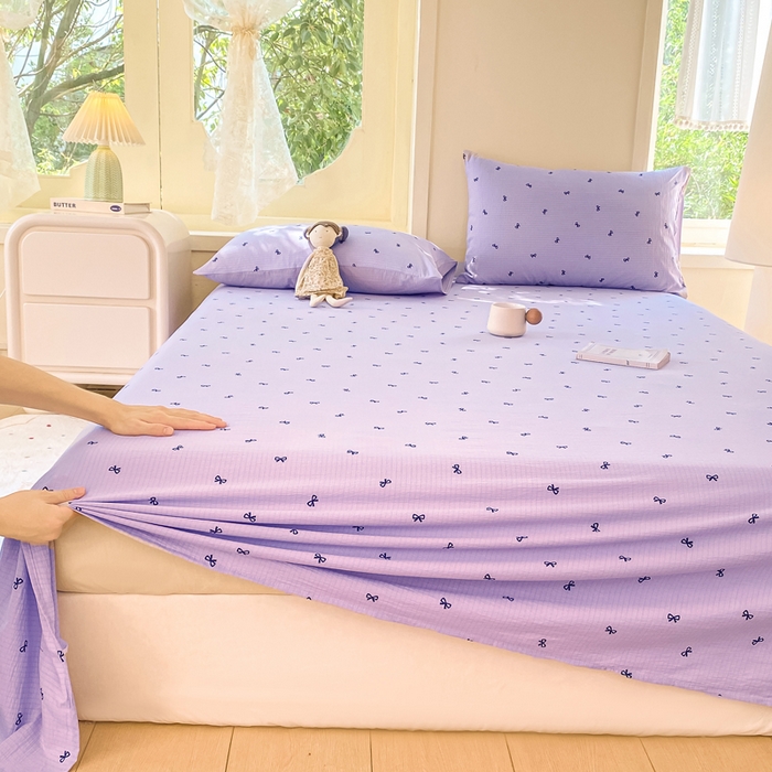 91家纺网 家纺一手货源 找家纺 朵朵家纺 2025新款双层纱单床单床单三件套（可定制尺寸） 幸运结