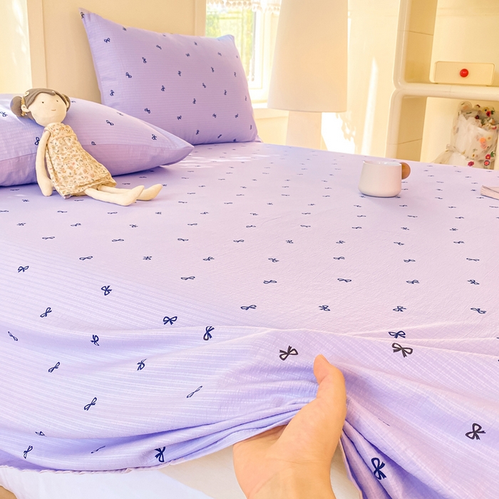 91家纺网 家纺一手货源 找家纺 朵朵家纺 2025新款双层纱单床单床单三件套（可定制尺寸） 幸运结