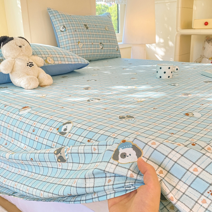 91家纺网 家纺一手货源 找家纺 朵朵家纺 2025新款双层纱单床单床单三件套（可定制尺寸） 淘气乐园