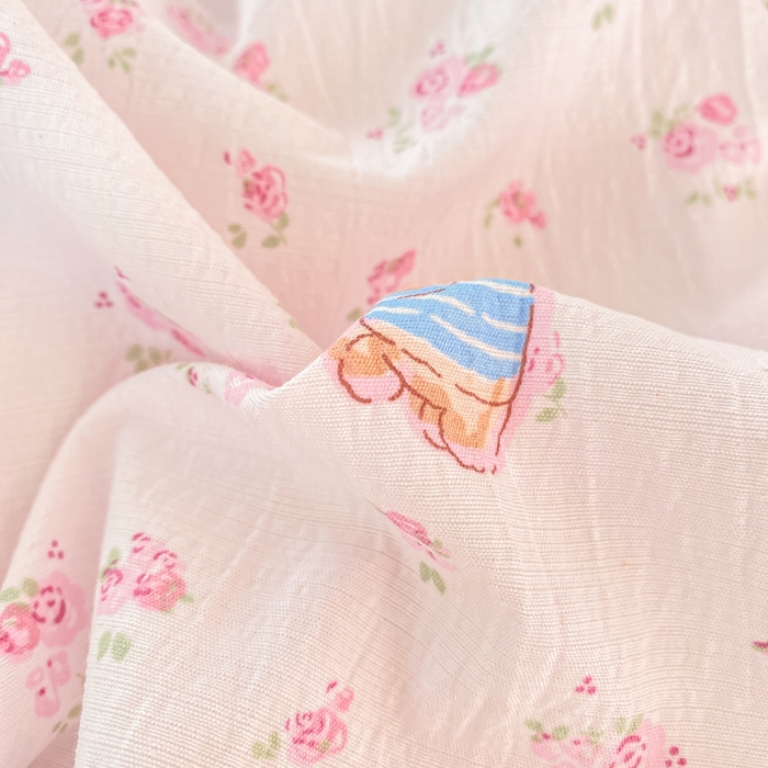 91家纺网 家纺一手货源 找家纺 朵朵家纺 2025新款双层纱单床单床单三件套（可定制尺寸） 花町小能粉