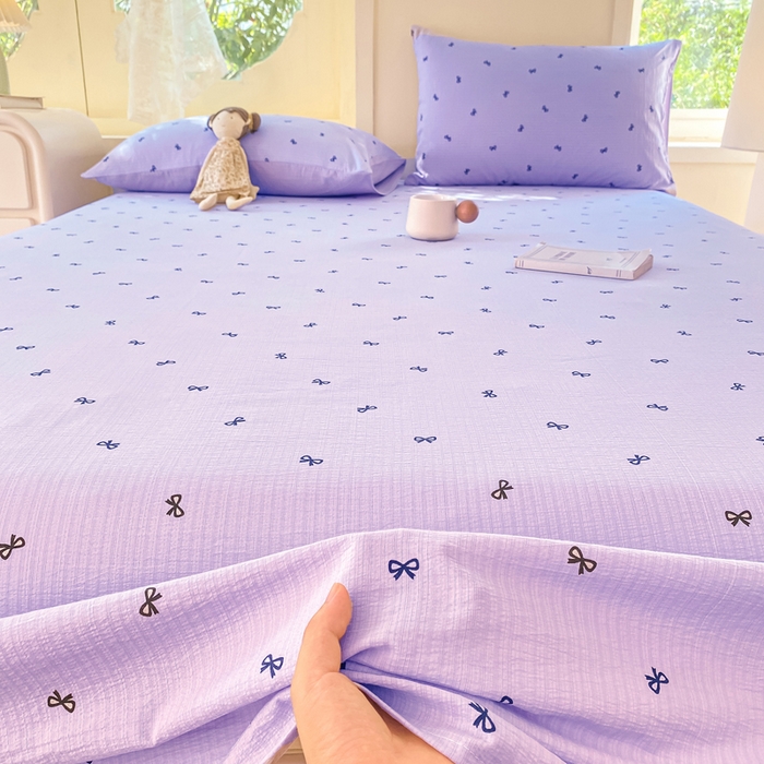 91家纺网 家纺一手货源 找家纺 朵朵家纺 2025新款双层纱单床单床单三件套（可定制尺寸） 幸运结