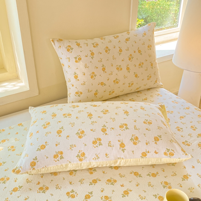 91家纺网 家纺一手货源 找家纺 朵朵家纺 2025新款双层纱单床单床单三件套（可定制尺寸） 山花烂漫