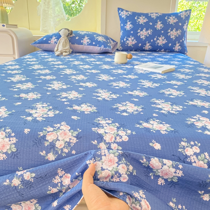 91家纺网 家纺一手货源 找家纺 朵朵家纺 2025新款双层纱单床单床单三件套（可定制尺寸） 国色天香