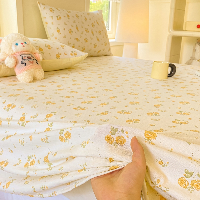 91家纺网 家纺一手货源 找家纺 朵朵家纺 2025新款双层纱单床单床单三件套（可定制尺寸） 山花烂漫