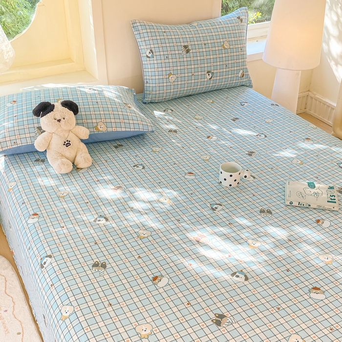 91家纺网 家纺一手货源 找家纺 朵朵家纺 2025新款双层纱单床单床单三件套（可定制尺寸） 淘气乐园