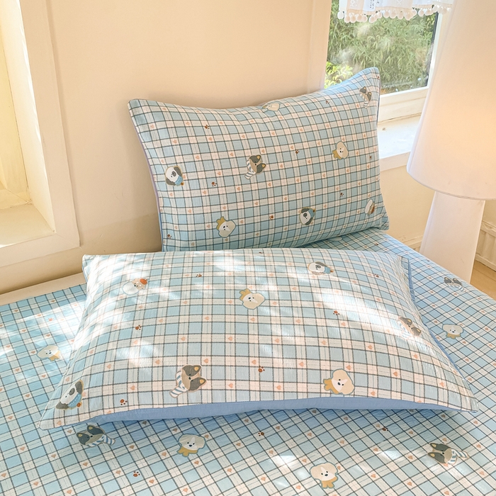 91家纺网 家纺一手货源 找家纺 朵朵家纺 2025新款双层纱单床单床单三件套（可定制尺寸） 淘气乐园