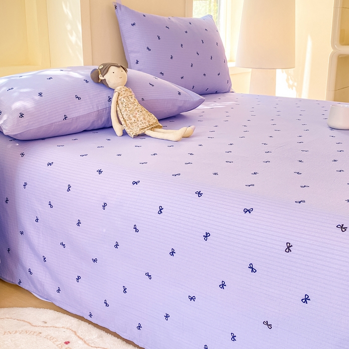 91家纺网 家纺一手货源 找家纺 朵朵家纺 2025新款双层纱单床单床单三件套（可定制尺寸） 幸运结