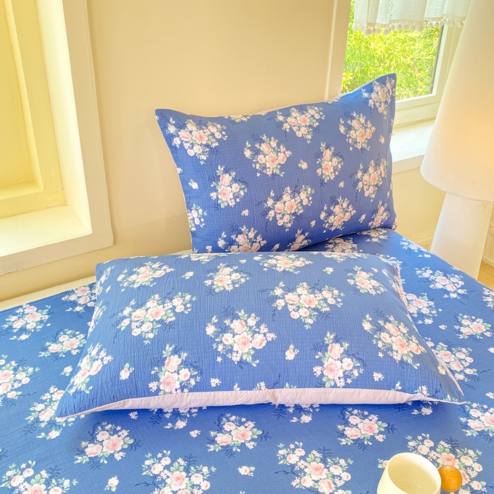 91家纺网 家纺一手货源 找家纺 朵朵家纺 2025新款双层纱单床单床单三件套（可定制尺寸） 国色天香